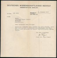 1942 Hans Freyer (1887-1969) szociológus gépelt levele Franz Eckarthoz megemlítve benne Carl Schmittet, Freyer saját kezű aláírásával