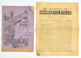 1908-1913 Szalézi értesítő. VI. évf. II. sz. 1908. március-április, 56 p + Zeitschrift des Österr. und Ungarischen Kath. Klerus. II. évf. 19. sz., 1913. jun. 10., német nyelven, kissé szakadozott, kis hiánnyal, 16 p.
