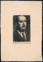 Tarjáni Simkovics Jenő (1895-1995): Férfi portréja (önarckép?). Rézkarc, papír, jelzett, 13×8 cm