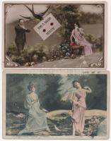 52 db RÉGI motívum képeslap: hölgyek / 52 pre-1945 motive postcards: ladies