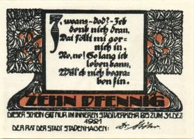 Német Birodalom/Weimari Köztársaság/Stavenhagen 1921. 10Pf + 25Pf + 50Pf 3 klf db, teljes sor T:I