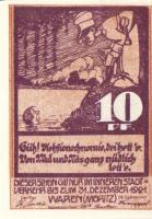 Német Birodalom/Weimari Köztársaság/Waren 1921. 10Pf + 25Pf + 50Pf 3 klf db, teljes sor T:I