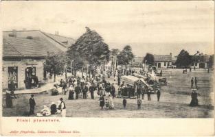 1907 Piski, Simeria; Piac tér, Müller József üzlete. Adler fényirda / market, shop (Rb)