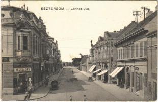 1910 Esztergom, Lőrincz utca, Párisi áruház, Deutsch Mór, Pollák Lipót és fia, Popper és Leier és ifj. Földes Nándor üzlete. W.L. Bp. 3583.