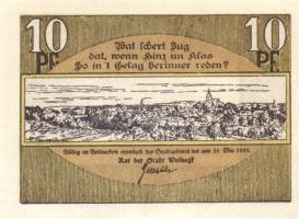 Német Birodalom/Weimari Köztársaság/Woldegk 1922. 10Pf + 25Pf + 50Pf 3 klf db, teljes sor T:I