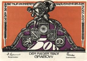 Német Birodalom/Weimari Köztársaság/Grabow 1921. 10Pf + 25Pf + 50Pf 3 klf db, teljes sor T:I