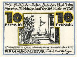 Német Birodalom/Weimari Köztársaság/Brunshaupten 1922. 10Pf + 25Pf + 50Pf 3 klf db, teljes sor T:I