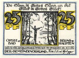 Német Birodalom/Weimari Köztársaság/Brunshaupten 1922. 10Pf + 25Pf + 50Pf 3 klf db, teljes sor T:I