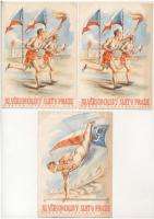 1948 XI. Vsesokolsky Slet v Praze - 3 postcards