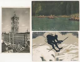3 db RÉGI sport motívum képeslap + 1 levél / 3 pre-1945 sport motive postcards + 1 letter