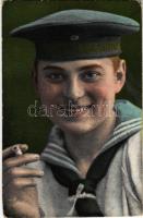 WWI Imperial German Navy (Kaiserliche Marine) mariner smoking (EK)