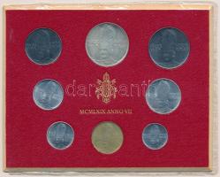 Vatikán 1969. 1L - 500L VI. Pál pápa (8xklf) forgalmi sor T:1,1- sérült tok Vatican 1969. 1 Lire - 500 Lire Paul VI (8xdiff) coin set C:UNC,AU damaged case