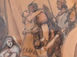 Székely Bertalan (1835-1910): Freskó terv (vázlat). Tus, akvarell, papír, lap tetején apró sérülésse...