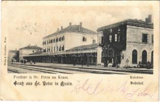 1900 Pivka, St. Petra na Krasu, San Pietro del Carso, St. Peter in Krain; Bahnhof / Kolodvor / railway station (EB)