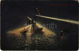 1916 Unsere Marine. Kohlennehmen bei Nacht / WWI Imperial German Navy (Kaiserliche Marine) art postcard, coal loading at night s: Prof. Hans Bohrdt (EK)
