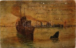 Im Auslaufen begriffene Torpedoboote. Oleoplast-Ölgemälde Nr. 637. / WWI Imperial German Navy (Kaiserliche Marine) art postcard, torpedo boats s: Nipprasch-Scharpin (EK)