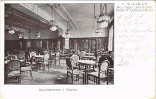 1918 Berlin, C. Hillbrich Konditorei und Kaffee, Rauchzimmer, 1 Treppe. Leipzigerstr. 24. / confectionery and cafe interior