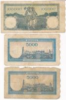 Románia 1945. 5000L (2x) + 100.000L T:III-IV
Romania 1945. 5000 Lei (2x) + 100.000 Lei C:F-G