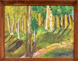 Vén Emil jelzéssel: Erdőrészlet. Olaj, karton. Üvegezett fa keretben. 29×39,5 cm