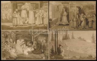 cca 1910-1920 13 db kép Jézus születéséről, 9×14 cm