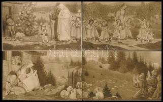 cca 1910-1920 13 db kép Jézus születéséről, 9×14 cm