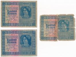 Ausztria 1922. 1000K (3x) T:II--IV Austria 1922. 1000 Kronen (3x) C:VF-G Krause P#78
