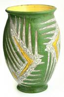 Gorka Lívia (1925-2011): Figurális váza, festett mázas kerámia, jelzett, belsején hajszálrepedéssel, restaurált, m: 18 cm.