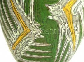 Gorka Lívia (1925-2011): Figurális váza, festett mázas kerámia, jelzett, belsején hajszálrepedéssel,...