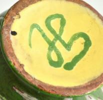 Gorka Lívia (1925-2011): Figurális váza, festett mázas kerámia, jelzett, belsején hajszálrepedéssel,...