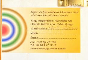 Gubán György (1951-): Halászbástya. Tűzzománc, réz, fa keretben, 20×14 cm