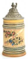 XIX: sz. vége: Bécsi fajansz kupa, ón fedéllel. Kézzel festett, formaszámmal. / Vienna, fayance cup ...