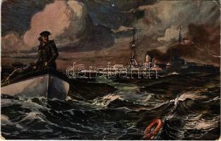 Ich hatt einen Kameraden / WWI Imperial German Navy (Kaiserliche Marine) art postcard s: Blossfeld (b)