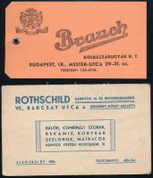 4 db reklámlap (Rothschild kárpitos m. és butorkereskedő, Brauch, Salamon A. és fiai, Lipovniczky Szevér)