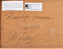 Ottó József (1966-): Kunsági tanya. Olaj, farost, jelzett, hátoldalán autográf felirattal és Hollósy...