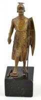 XIX. sz. Jelzett bécsi bronz buzogányos katona márvány talapzaton / VIenna bronze soldier stauette 15,5 cm