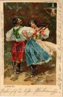 Csárdás. Magyar folklór művészlap / Hungarian folklore, traditional dance. Kuenstlerpostkarte No. 2266. von Ottmar Zieher Kunstanstalt litho s: Hegenbart (EK)