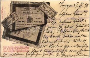 1898 1000 Mark Staats-Anleihe / German government bond note (crease)