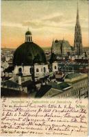 1903 Wien, Vienna, Bécs; Panorama mit Stefanskirche und Peterskirche (EK)