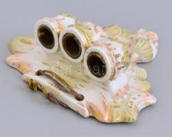 Herendi porcelán fali gyertyatartó. Kézzel festett, jelzett, repedésekkel,  15x15 cm