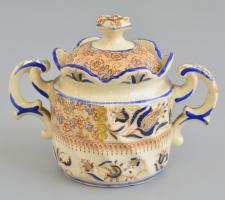 Fischer J, Budapest, Cukordoboz. Kézzel festett, jelzett, sérült. m. 8,5 cm