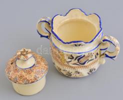 Fischer J, Budapest, Cukordoboz. Kézzel festett, jelzett, sérült. m. 8,5 cm