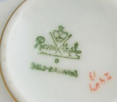 Rosenthal mokkás csésze + alj 6+1 db, egyiken repedéssel. Matricás, jelzett, kis kopásokkal