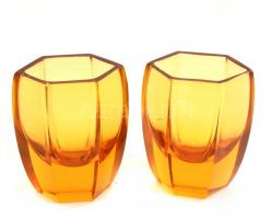 Art deco italos készlet. 6 + 1 db Formába öntött, anyagában színezett, kis lepattanással