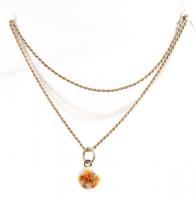 Ezüst (Ag) lánc bizsu medállal, jelzett, h: 50,5 cm, bruttó: 3,17 g