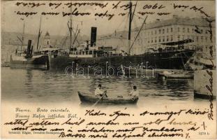 1900 Fiume, Rijeka; Porto orientale / Baross egycsavaros tengeri áruszállító gőzhajó / Hungarian single screw sea-going steam freighter