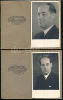 cca 1932 Geleji Sándor (1898-1967), a csepeli Weiss Manfréd Művek későbbi igazgatójának (1945-49) portréi, 2 db hidegpecséttel jelzett és logóval ellátott hártyapapírral védett fotólap Rónai Dénes budapesti műterméből