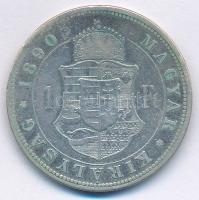 1890KB 1Ft Ag "Ferenc József / Barokk címer" T:2- Adamo M15