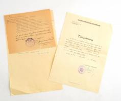 1939 Budapest Székesfőváros polgármestere által kiadott tanúsítvány Geleji Sándorné Gerő Zsófia (1895-1966), Gerő (szül. Grünhut) Ödön (1863-1939) művészeti író lánya részére, amely szerint nem tekintendő zsidónak. Polgármester megbízásából tanácsnok olvashatatlan aláírásával, fejléces papíron, hajtásnyommal + 1939 Dr. Komáromi Károly, a Dobó Katalin Felső Kereskedelmi Iskola igazgatója aláírásával és az iskola bélyegzőjével ellátott igazolása, amely szerint Geleji Sándorné Gerő Zsófia (az iskola tanára) valamint szüleinek és nagyszüleinek okmányaiban zsidó vallású nem volt feltüntetve.