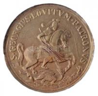 ~1900. Szent György fémjelzett Au emlékérem S.G.A. (Scheid ezüstáru és éremgyár) gyártói jelzéssel (9,51g/0.585/25mm) T:2- karc, sorjás perem ~1900. St. George hallmarked Au commemorative medallion with S.G.A. (Scheid Silver Item and Medal Factory) makers mark (9,51g/0.585/25mm) C:VF scratched, uneven edge