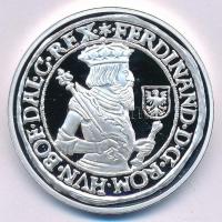 DN A legértékesebb magyar érmék - I. Ferdinánd ezüst tallérjának replikája ezüstözött Cu emlékérem COPY beütéssel (40mm) T:PP